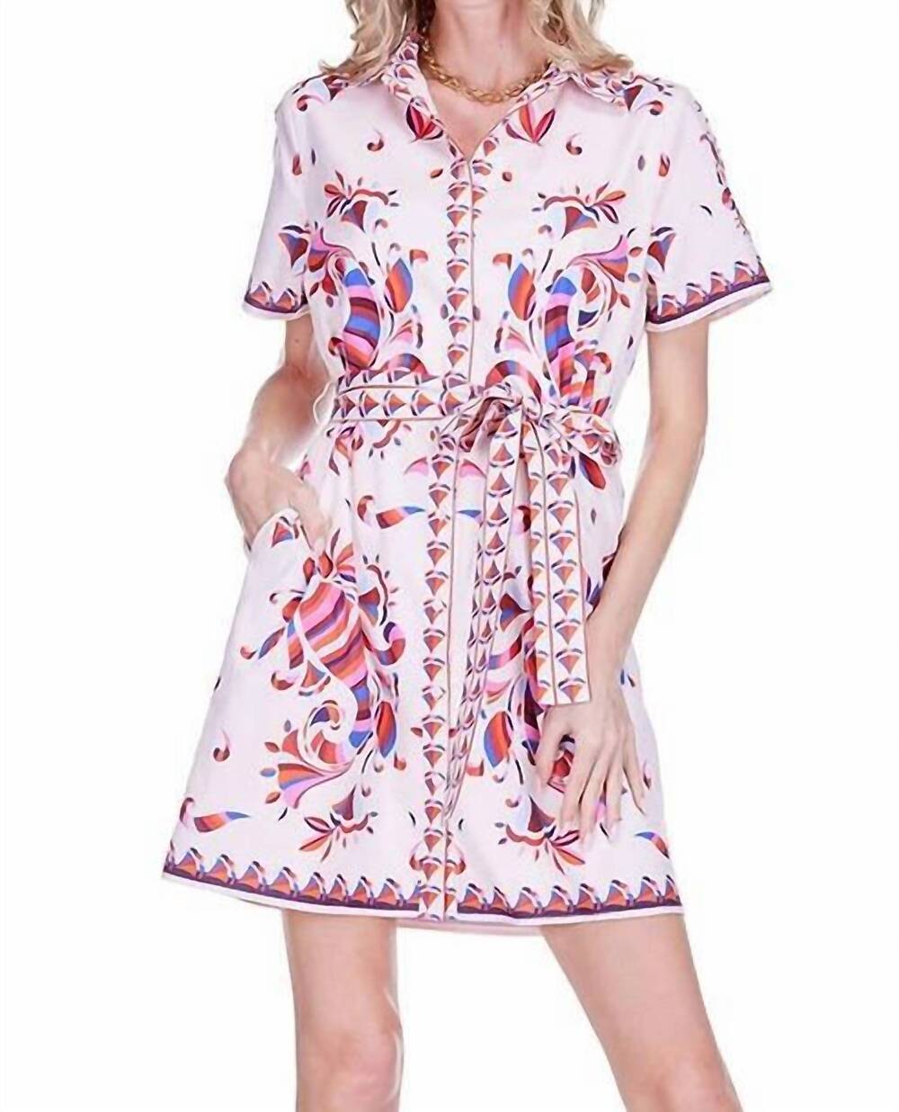 NEW JOY JOY short sleeve shirtdress in retro floral